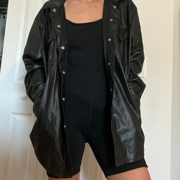 FAKE LEATHER LOOK BIKER JACKET - Picture 4 of 10